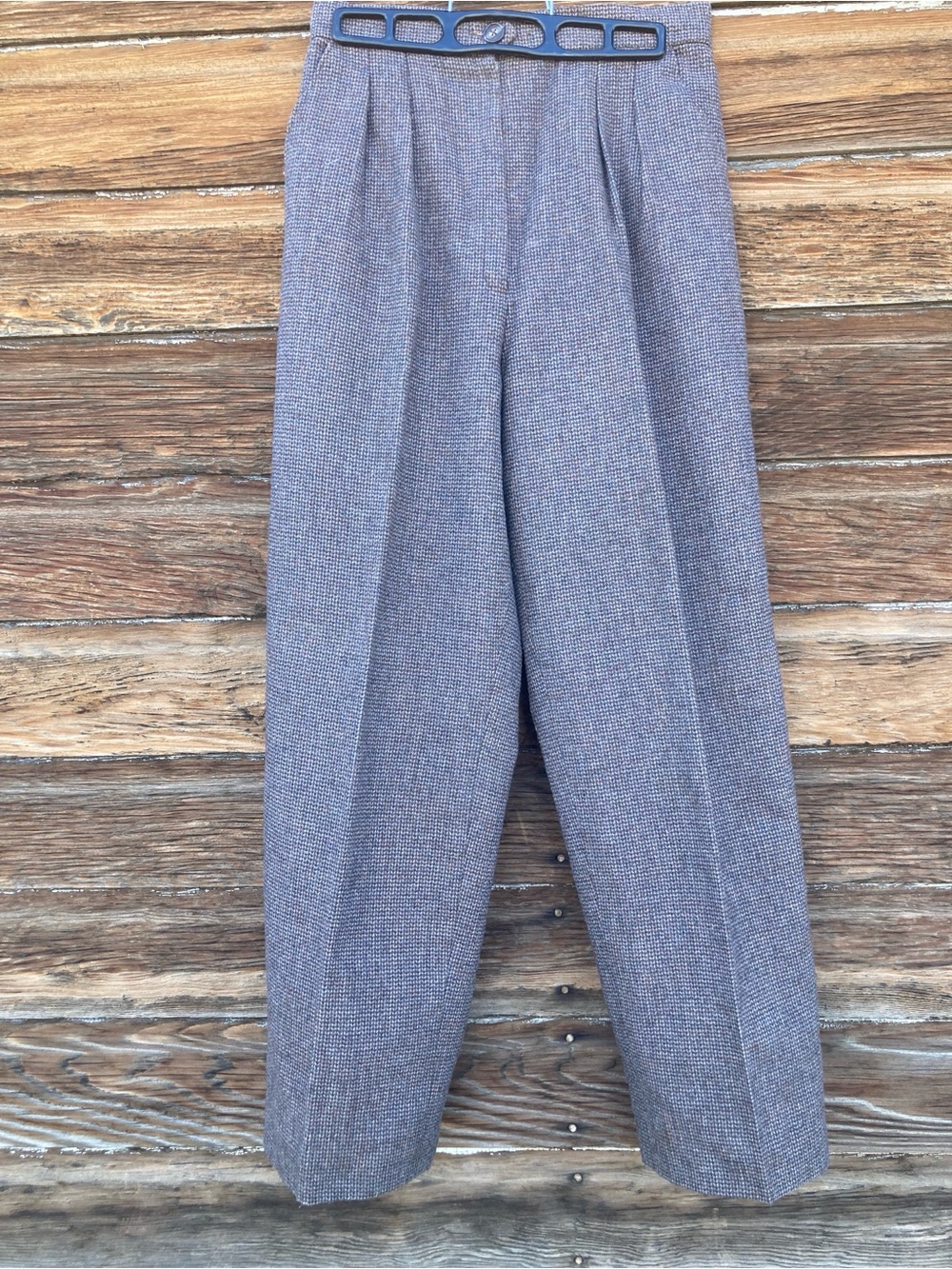 Mens Gray Tweed Pleated Dress Pants